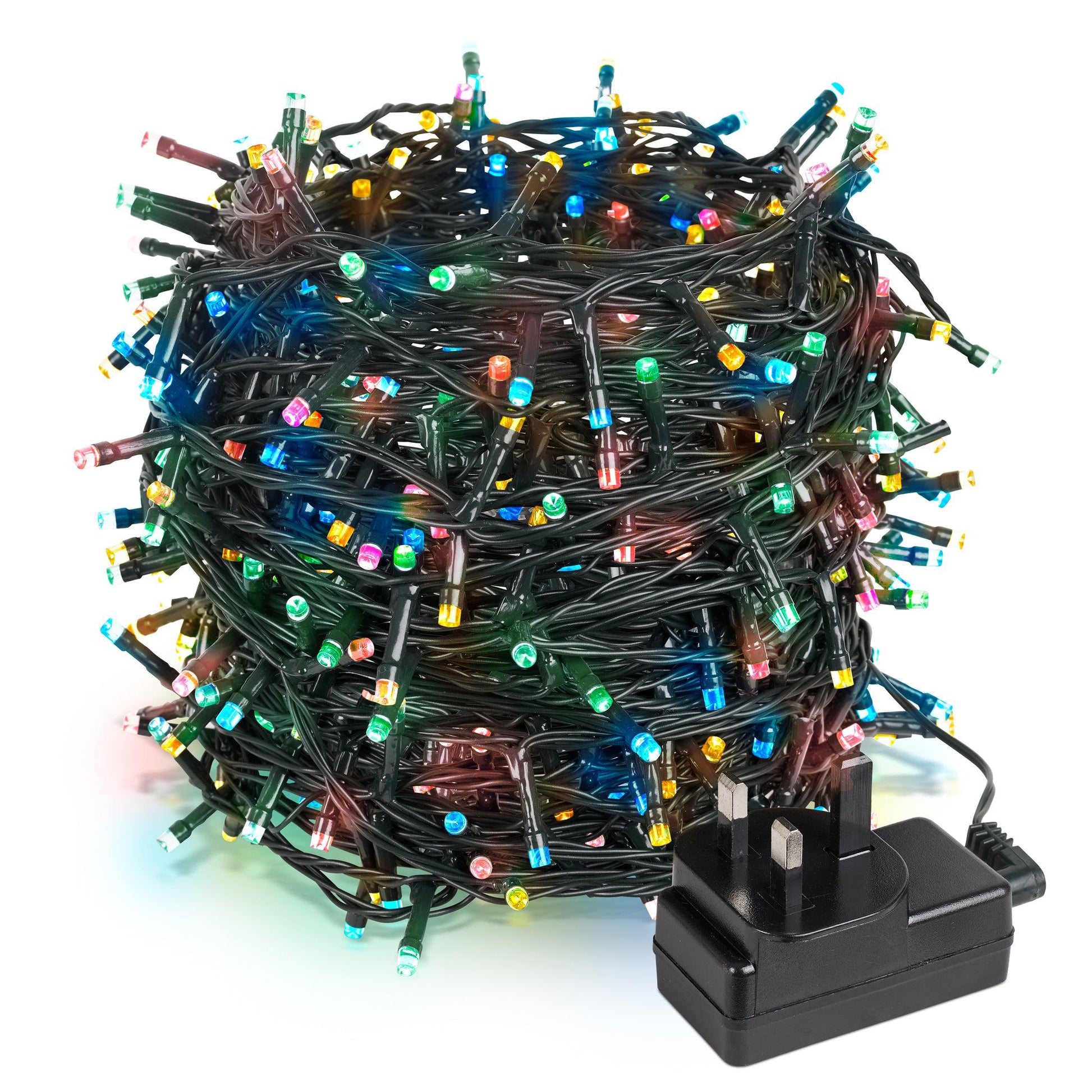 Indoor/Outdoor 8 Function LED Waterproof Fairy Lights with Green Cable (400 Lights - 32M Cable) - Multicoloured Lights Lighting Bargainia