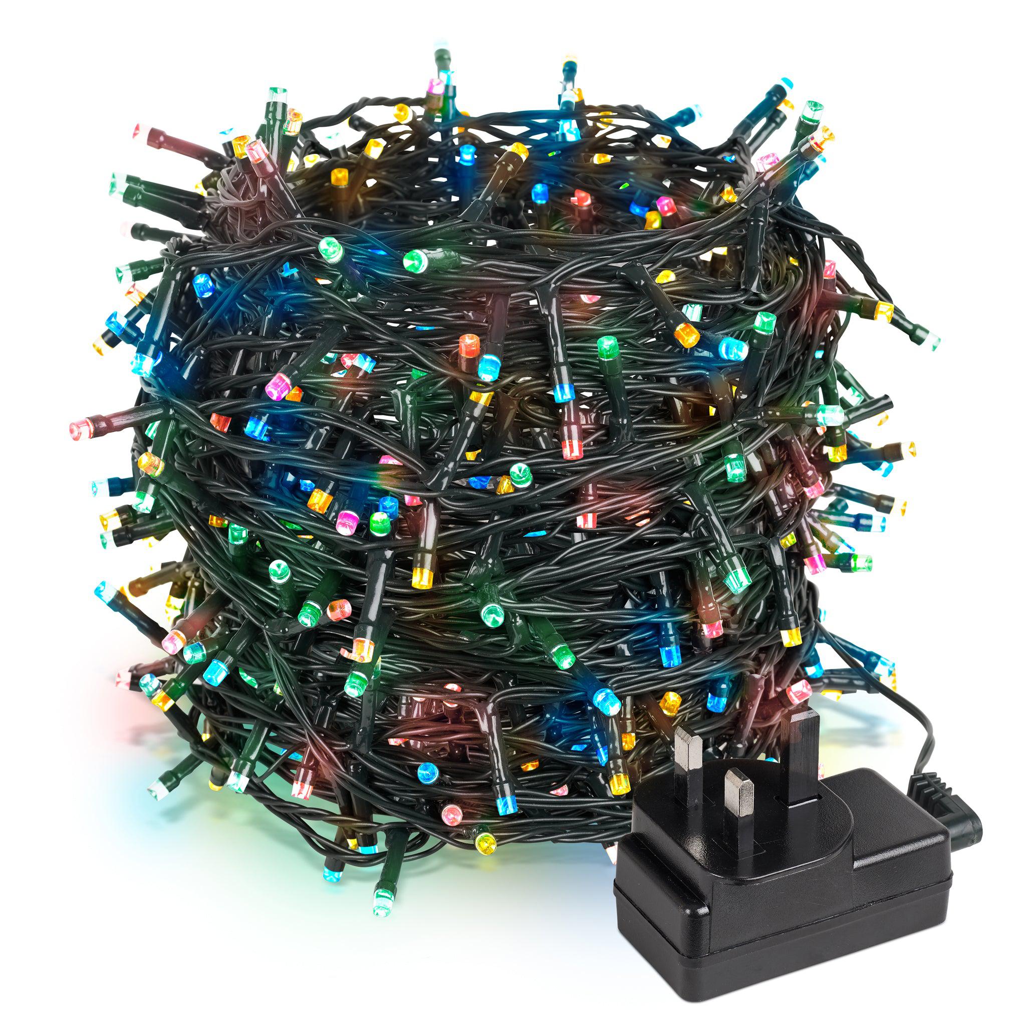 Indoor/Outdoor 8 Function LED Waterproof Fairy Lights with Green Cable (400 Lights - 32M Cable) - Multicoloured Lights Lighting Bargainia