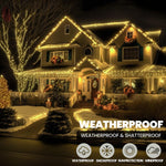 Indoor/Outdoor 8 Function LED Waterproof Fairy Lights with Green Cable (400 Lights - 32M Cable ) - Warm White Lights - Bargainia.com - 