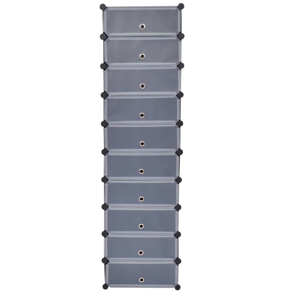 Interlocking Shoe Organiser with 10 Compartments Black - Bargainia.com - 