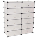 Interlocking Shoe Organiser with 12 Compartments White - Bargainia.com - 