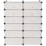 Interlocking Shoe Organiser with 12 Compartments White - Bargainia.com - 