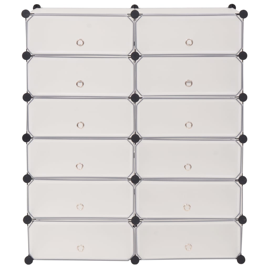 Interlocking Shoe Organiser with 12 Compartments White - Bargainia.com - 