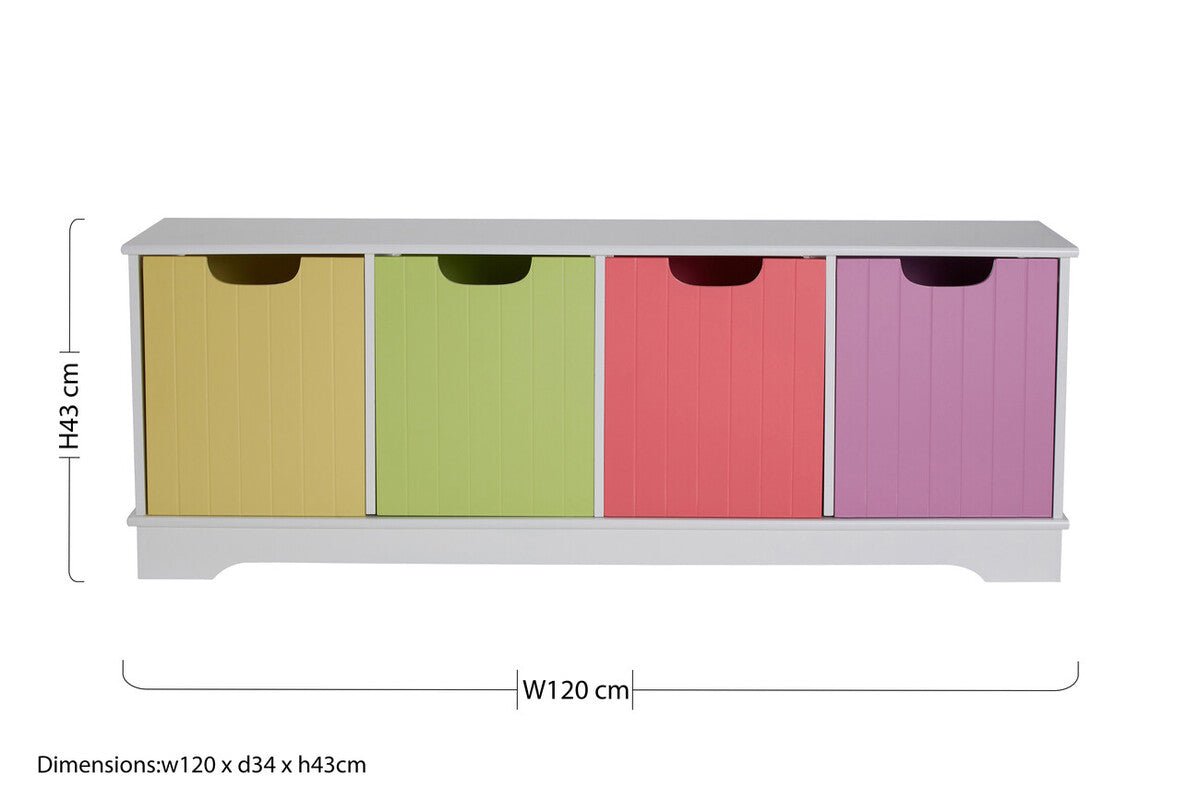 Isla Kids White 4 Coloured Boxes Storage Unit - Bargainia.com - 5018705614960