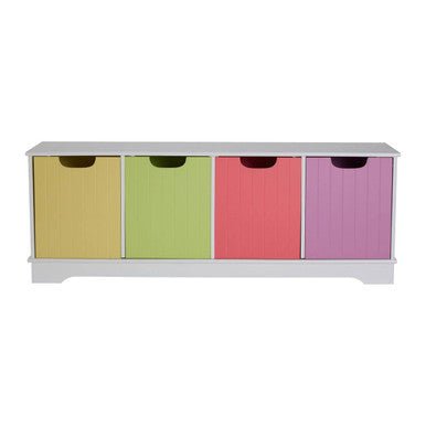 Isla Kids White 4 Coloured Boxes Storage Unit - Bargainia.com - 5018705614960
