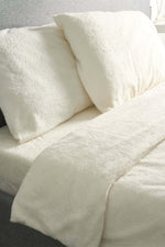 Ivory Cream Teddy Fleece Duvet & Two Pillow Covers Set Super Soft - Hibernate Cosy Collection - Bargainia.com - 