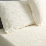 Ivory Cream Teddy Fleece Duvet & Two Pillow Covers Set Super Soft - Hibernate Cosy Collection - Bargainia.com - 