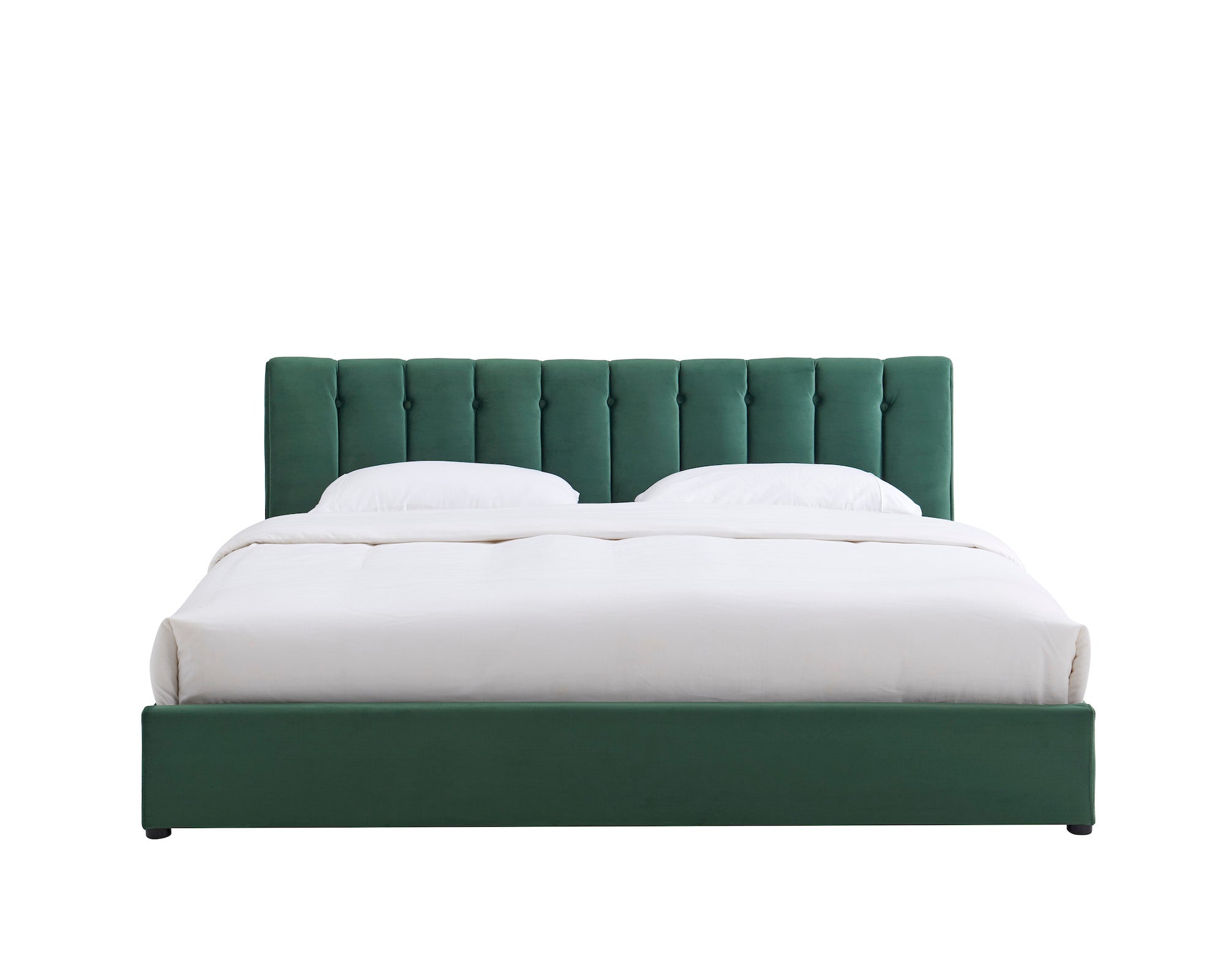 Jade Green Velvet Plush Ottoman Storage Bed Frame - Double, King or Super King Bargainia