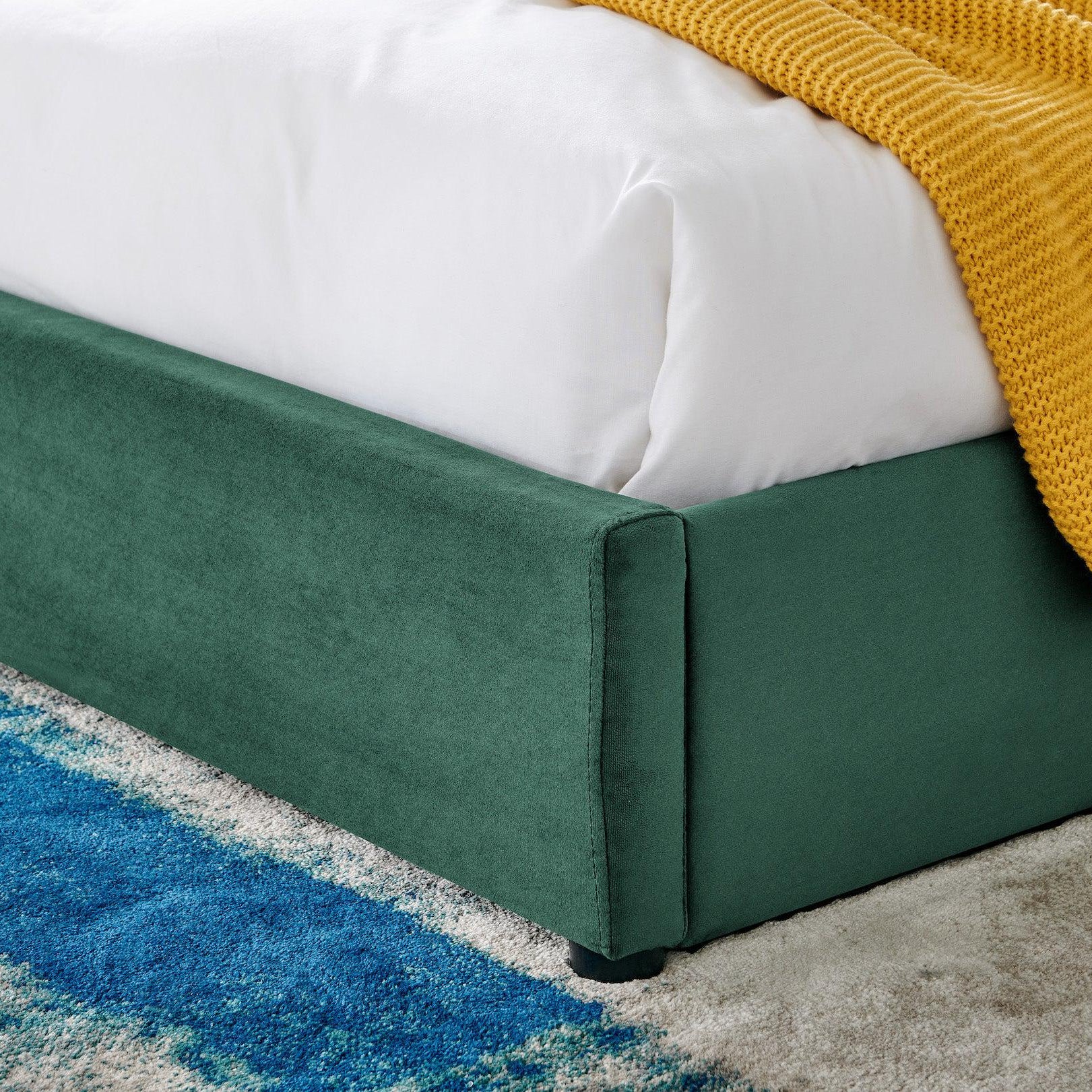 Jade Green Velvet Plush Ottoman Storage Bed Frame - Double, King or Super King Bargainia