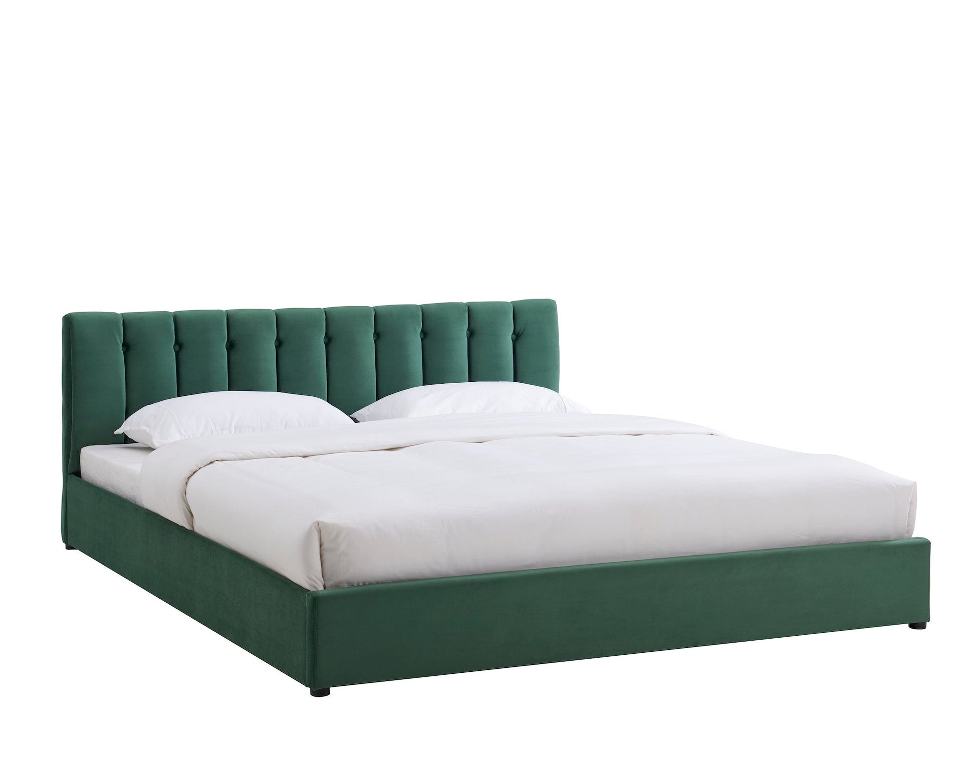 Jade Green Velvet Plush Ottoman Storage Bed Frame - Double, King or Super King Bargainia