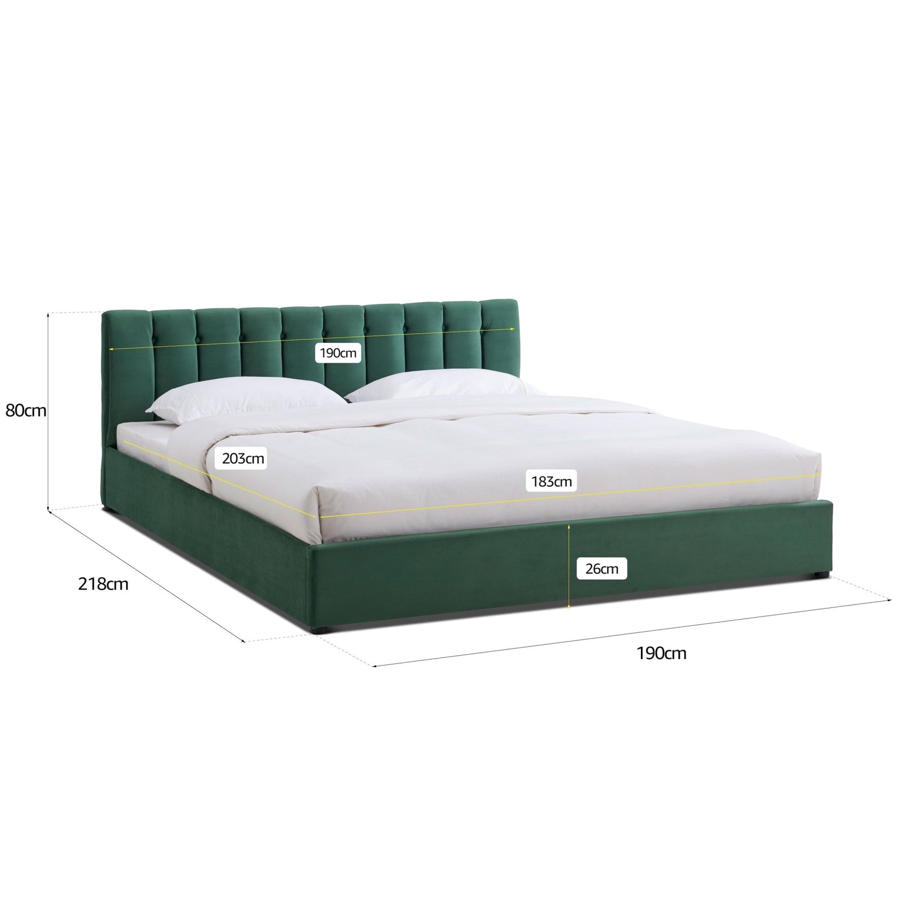 Jade Green Velvet Plush Ottoman Storage Bed Frame - Super King - Bargainia.com - 
