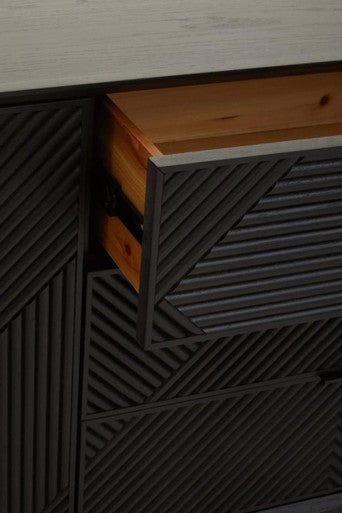 Jakara Black Finish Sideboard with 4 Doors and 3 Drawers - Bargainia.com - 5018705496450