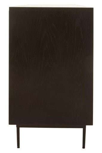 Jakara Black Finish Sideboard with 4 Doors and 3 Drawers - Bargainia.com - 5018705496450