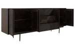 Jakara Black Finish Sideboard with 4 Doors and 3 Drawers - Bargainia.com - 5018705496450