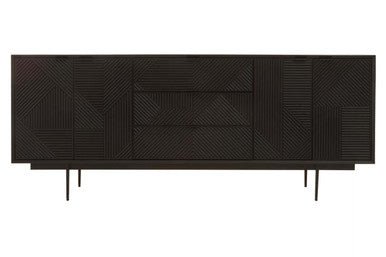 Jakara Black Finish Sideboard with 4 Doors and 3 Drawers - Bargainia.com - 5018705496450