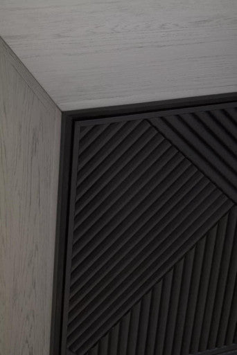 Jakara Black Finish Sideboard with 4 Doors and 3 Drawers - Bargainia.com - 5018705496450