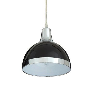 Jasper Black Shade And Chrome Pendant Light - Bargainia.com - 5018705754307