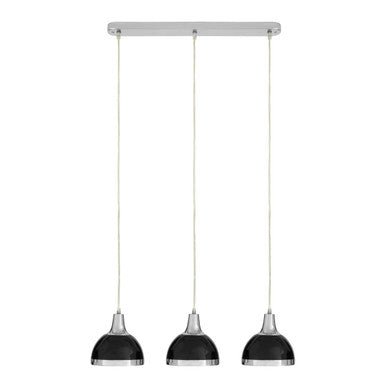 Jasper Black Shade And Chrome Pendant Light - Bargainia.com - 5018705754307