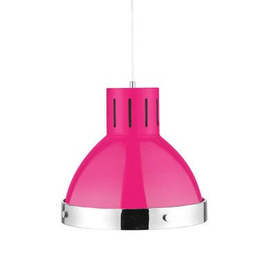 Jasper Hot Pink and Chrome Bell Shaped Pendant Light - Bargainia.com - 5018705754611