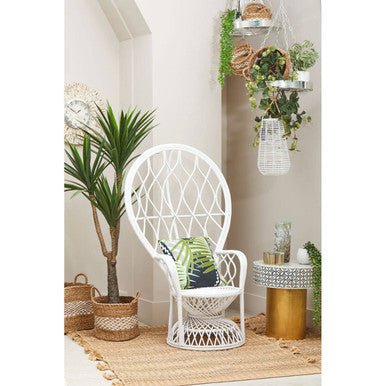 Java Grey And White Natural Rattan Curved Chair - Bargainia.com - 5018705957388