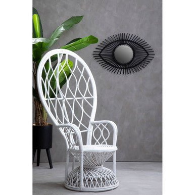 Java Grey And White Natural Rattan Curved Chair - Bargainia.com - 5018705957388