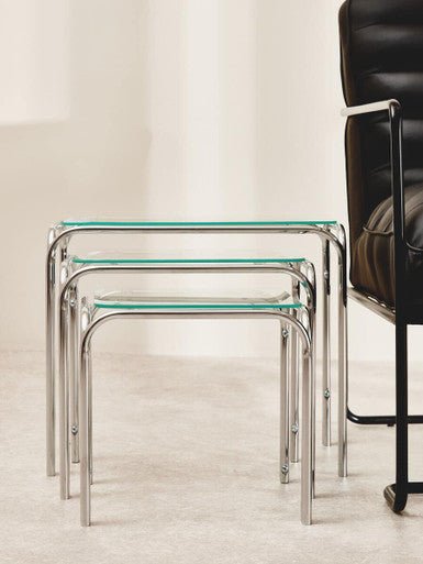 Jordan Nest Of 3 Clear Glass Tables - Bargainia.com - 5018705621692