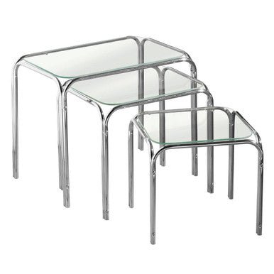 Jordan Nest Of 3 Clear Glass Tables - Bargainia.com - 5018705621692