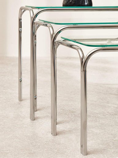 Jordan Nest Of 3 Clear Glass Tables - Bargainia.com - 5018705621692