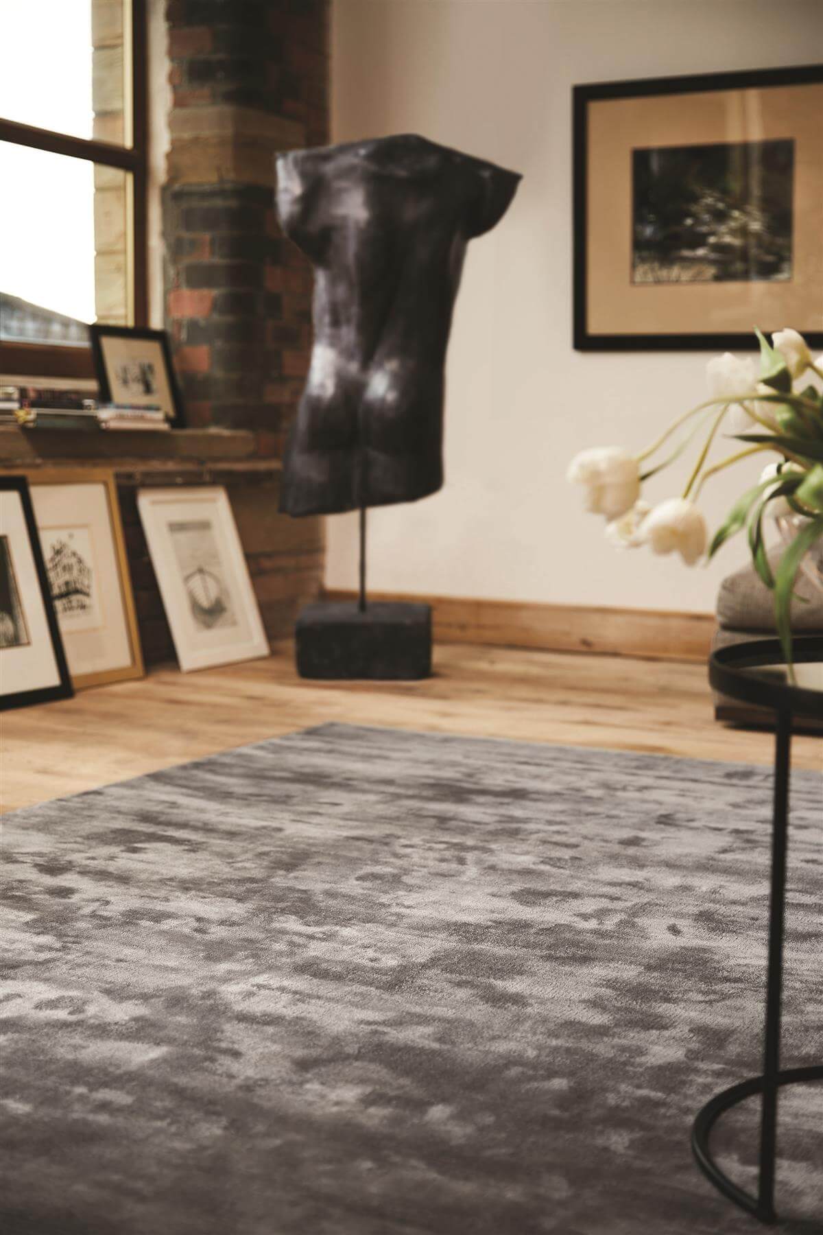 Karma Brown Solid Luxury Viscose Rug - Bargainia.com - 