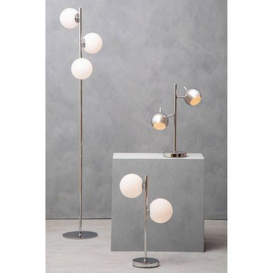 Karter Chrome Finish Table Lamp With Two Lights - Bargainia.com - 5018705956183