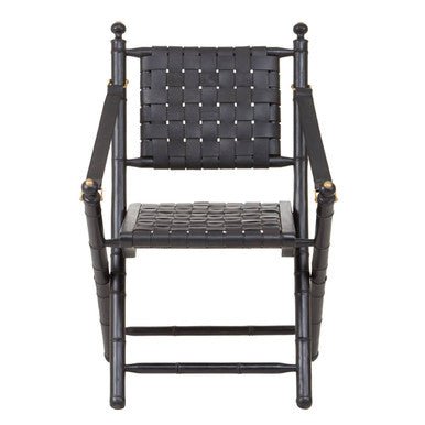 Kendari Black Strapped Leather And Black Teak Wood Chair - Bargainia.com - 5018705457000