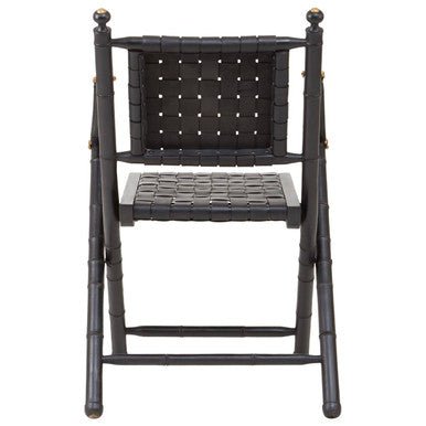 Kendari Black Strapped Leather And Black Teak Wood Chair - Bargainia.com - 5018705457000