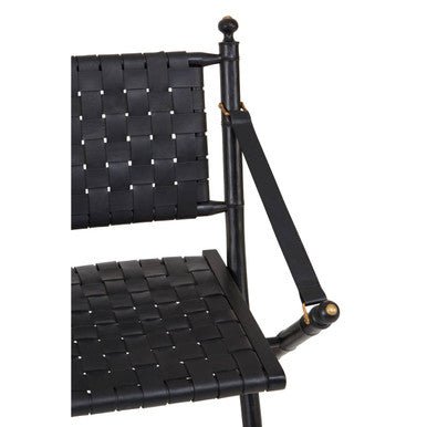 Kendari Black Strapped Leather And Black Teak Wood Chair - Bargainia.com - 5018705457000