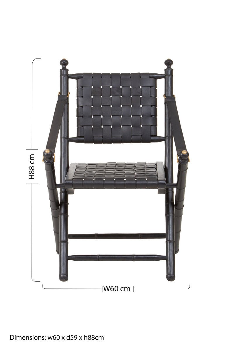 Kendari Black Strapped Leather And Black Teak Wood Chair - Bargainia.com - 5018705457000