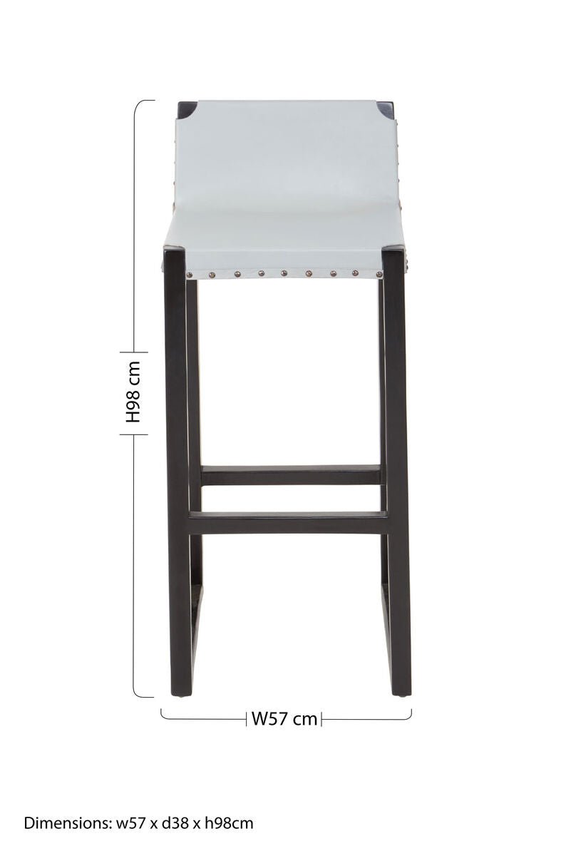 Kendari Grey Leather Bar Stool - Bargainia.com - 5018705456232