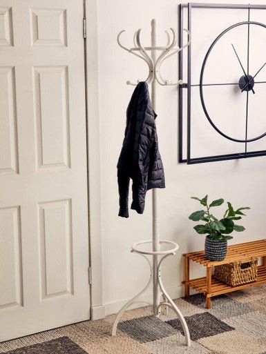 Kennedy 184cm White Finish Floor Standing Coat Stand - Bargainia.com - 5018705528670