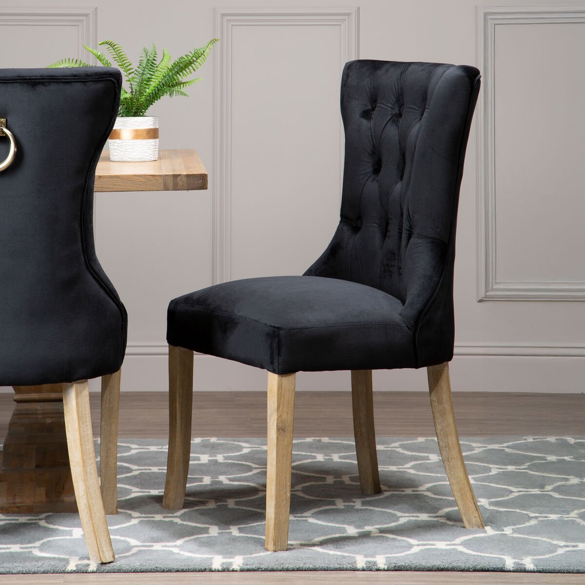 Kensington Townhouse Black Buttoned Dining Chair - Bargainia.com - 5018705453859