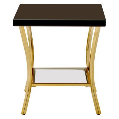 Kensington Townhouse Black Mirror Side Table With Gold Legs - Bargainia.com - 5018705424996