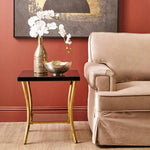 Kensington Townhouse Black Mirror Side Table With Gold Legs - Bargainia.com - 5018705424996