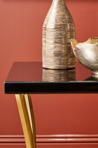 Kensington Townhouse Black Mirror Side Table With Gold Legs - Bargainia.com - 5018705424996