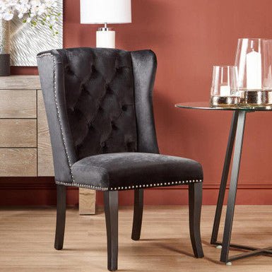Kensington Townhouse Black Velvet Dining Chair with Dark Legs - Bargainia.com - 5018705453903
