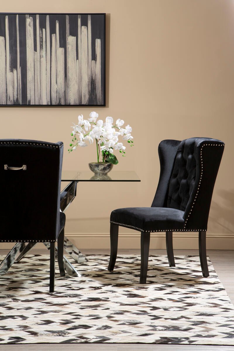 Kensington Townhouse Black Velvet Dining Chair with Dark Legs - Bargainia.com - 5018705453903