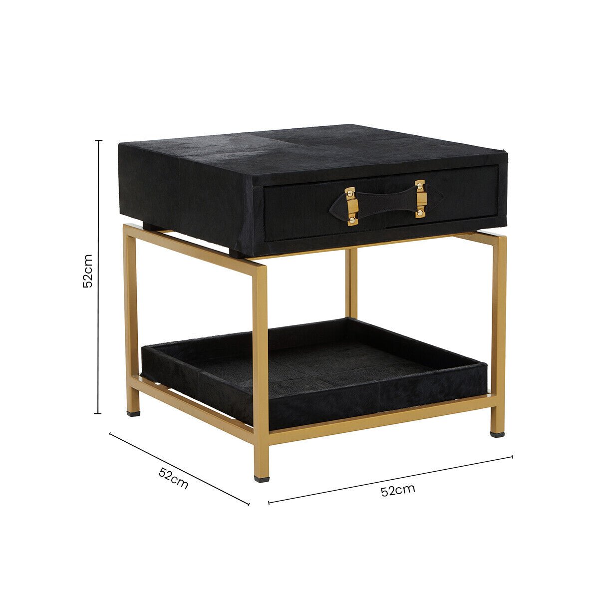 Kensington Townhouse Hair On Leather Bedside Table - Bargainia.com - 5018705973869