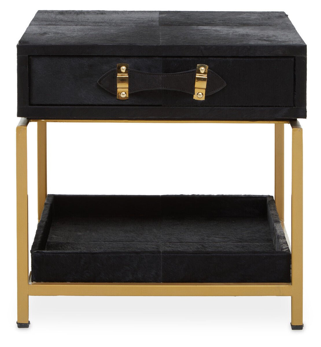 Kensington Townhouse Hair On Leather Bedside Table - Bargainia.com - 5018705973869