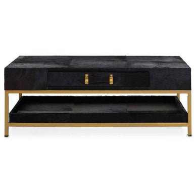 Kensington Townhouse Hair On Leather Black And Gold Coffee Table - Bargainia.com - 5018705973883
