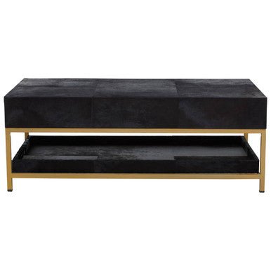 Kensington Townhouse Hair On Leather Black And Gold Coffee Table - Bargainia.com - 5018705973883
