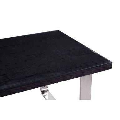 Kerala Large Black Pinewood and Glass Dining Table - Bargainia.com - 5018705480749