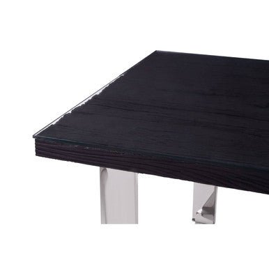 Kerala Large Black Pinewood and Glass Dining Table - Bargainia.com - 5018705480749