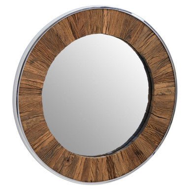 Kerala Natural Wood Round Wall Mirror - Bargainia.com - 5018705992181