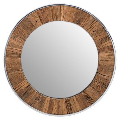 Kerala Natural Wood Round Wall Mirror - Bargainia.com - 5018705992181